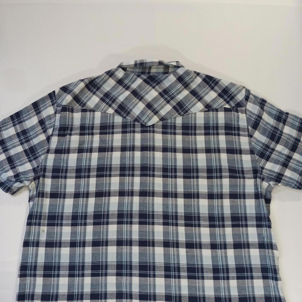 Lucky Brand Sportswear Men's Western Pearl Snap Button Up Blue Plaid Shirt Sz L - Picture 15 of 16